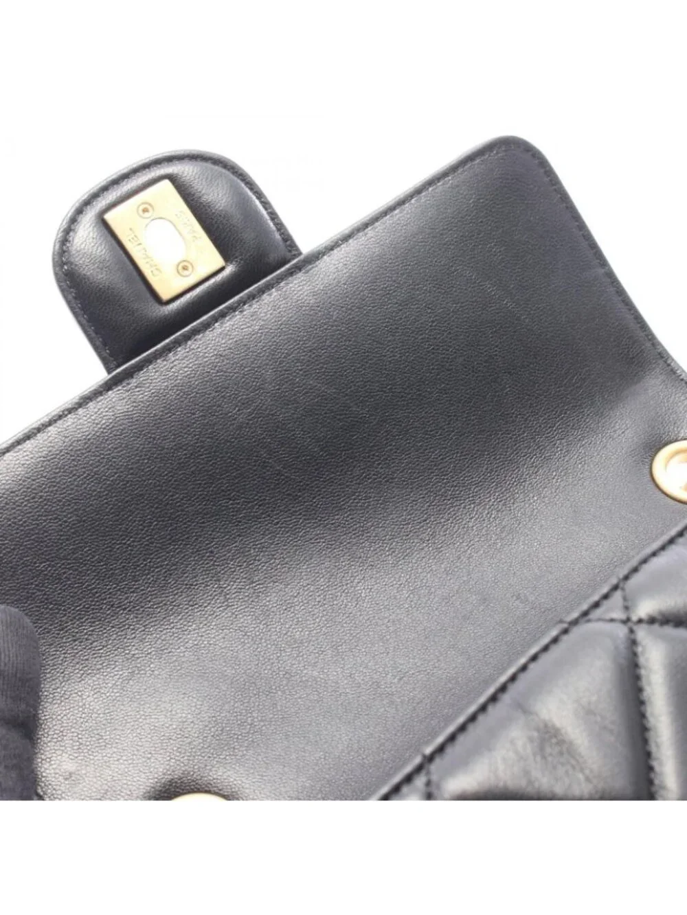 Chanel Shoulder Bag Quilted Small Flap Black Lambskin Bijou Chain